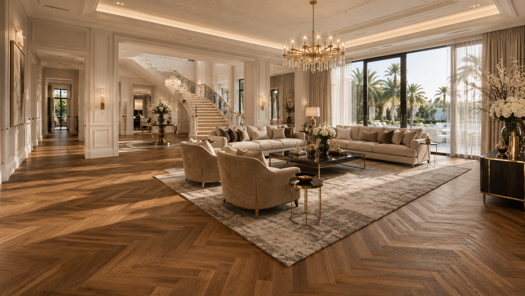 Herringbone parquet flooring Abu Dhabi